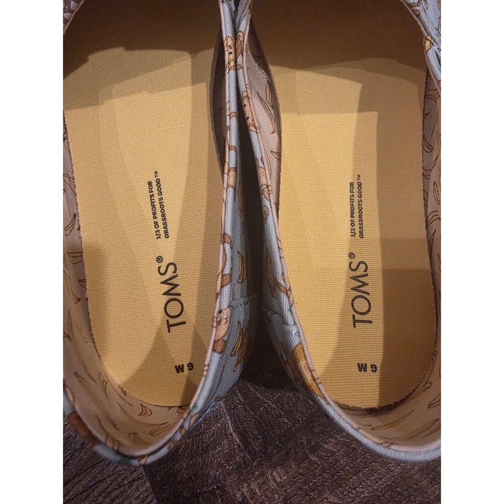 TOMS Alpargata Blue Monkey Business Printed Canvas Shoes Women's Size 9 - Picture 5 of 5